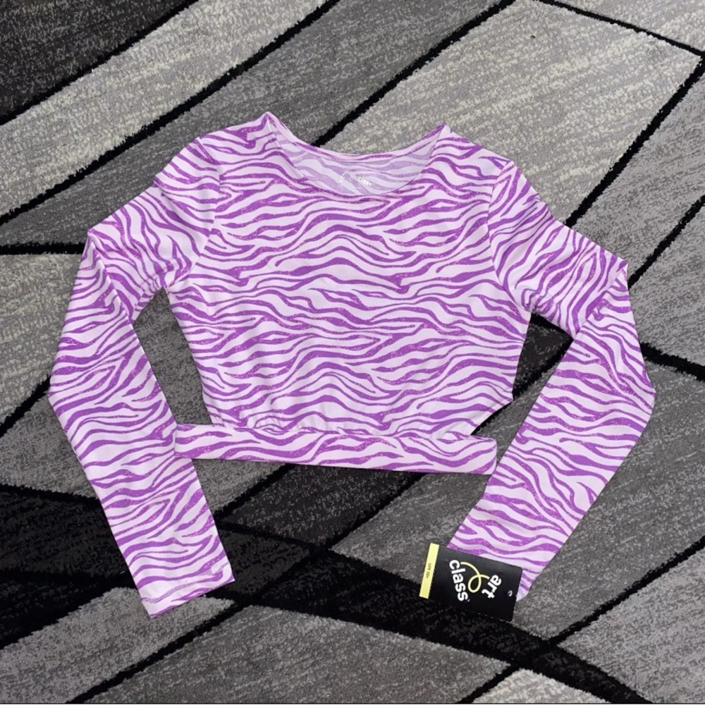 Art Class Purple Zebra Print Long Sleeve Top